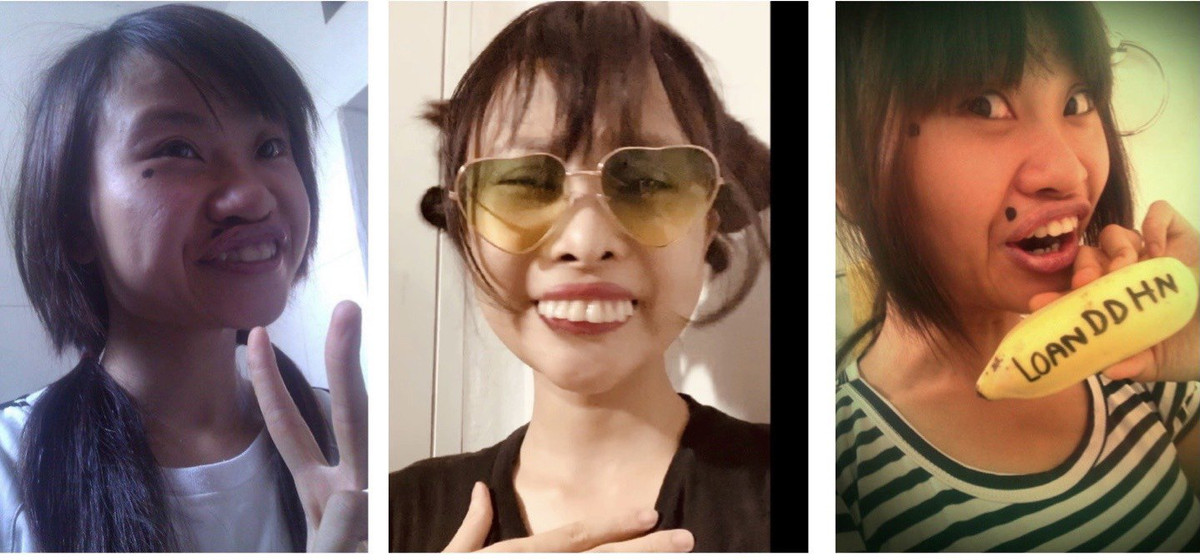 Thảm hoạ mạng Loan Virus thường làm mình xấu xí bằng cách vẽ thêm những nốt ruồi to với biểu cảm nhăn nhó hay hóa trang thành nhân vật Chippy Polla.