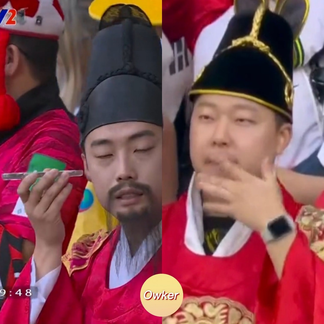 Nhiều cổ động viên khoác lên mình cả bộ long bào của Hàn Quốc để đi cổ vũ bóng đá.