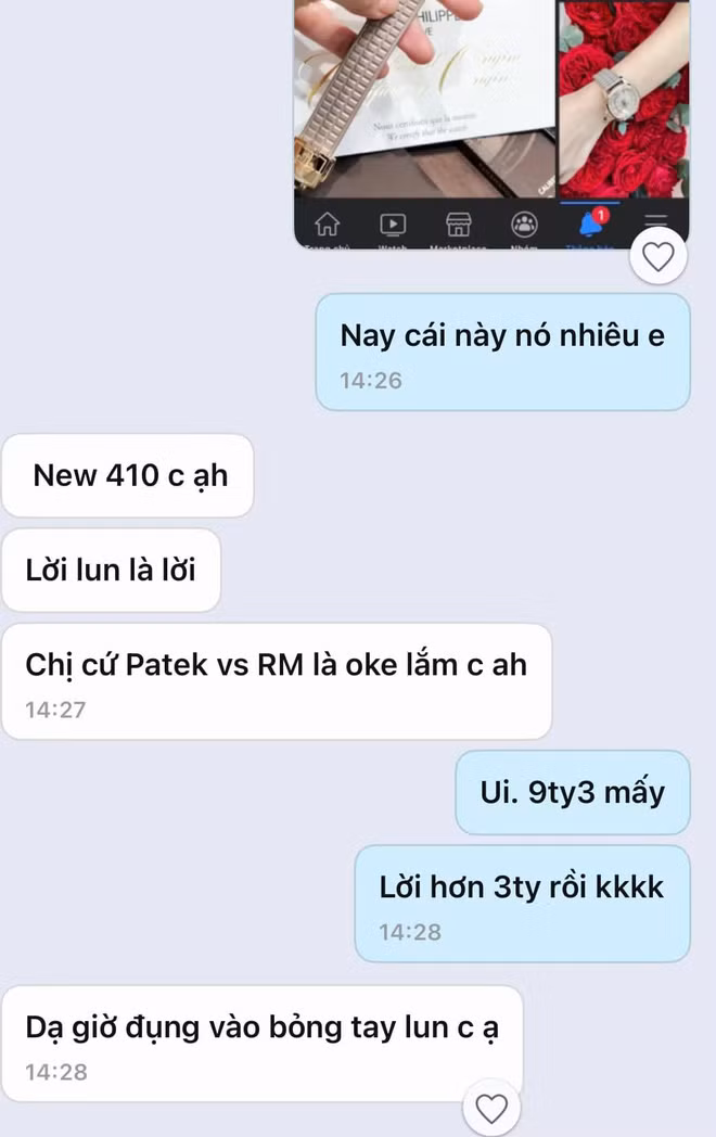 Cụ thể, trong status mới nhất, Đoàn Di Băng chia sẻ thông tin chiếc đồng hồ đính kim cương Patek Philippe được mua với giá 6,1 tỷ của mình đã tăng giá lên đến 9,4 tỷ.