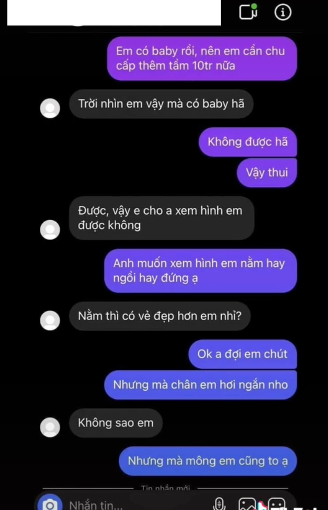 Cụ thể, sau khi trở nên nổi tiếng với những yêu cầu của mình, Đoan Minh bất ngờ nhận được tin nhắn từ một người lạ mặt thẳng thắn muốn cô làm sugar baby cho mình với con số 10 triệu/tháng.