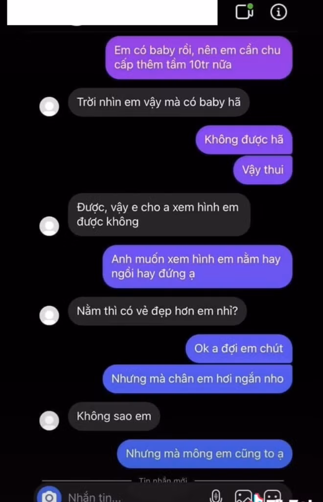 Cụ thể, sau khi trở nên nổi tiếng với những yêu cầu của mình, Đoan Minh bất ngờ nhận được tin nhắn từ một người lạ mặt thẳng thắn muốn cô làm sugar baby cho mình với con số 10 triệu/tháng.
