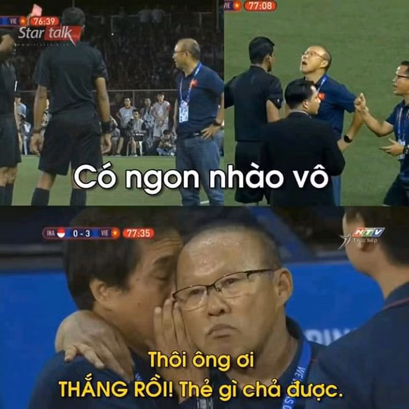 Để có được chiến thắng, HLV Park Hang Seo và trợ lý Lee Young Jin không màng đến màu thẻ phạt.