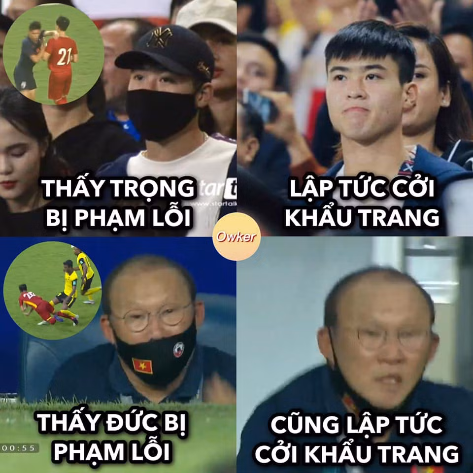 Sau khi chứng kiến các học trò bị phạm lỗi, HLV Park Hang Seo tức đến nỗi cởi phăng chiếc khẩu trang.