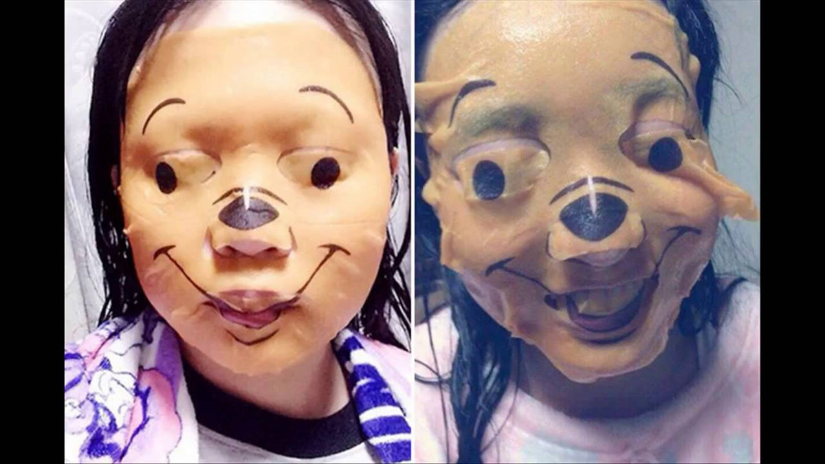 Gấu Pooh nhân vật hoạt hình dễ thương nhưng khi trở thành mask của hội chị em thì quả thật quá kinh dị.