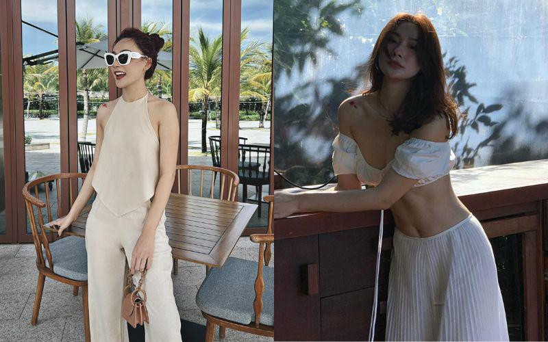 Mỗi khi xúng xính váy đầm trắng, bạn gái Vũ Văn Thanh lại trông hệt nàng thơ. Nhờ có vóc dáng chuẩn mực, cô nàng mặc gì cũng đẹp hết nấc.