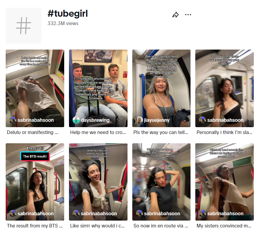 Nhiều người bị thu hút bởi kiểu quay đặc trưng của Sabrina Bahsoon. Cô tận dụng sức gió trong khoang tàu kết hợp với các chuyển động, vũ đạo để tạo ra những clip “để đời”.