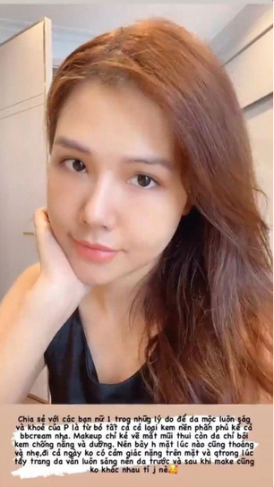 Thêm vào đó, sống mũi cao, đôi mắt sâu cùng đôi môi hồng hào giúp hot girl Hà thành này vẫn thu hút mọi ánh nhìn kể cả khi không son phấn.