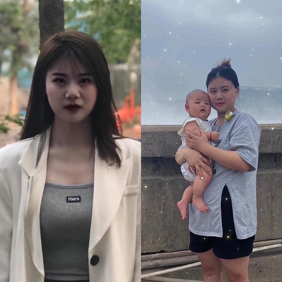 Không bảo chắc chẳng ai biết đây là một người, trông chẳng có tí gì liên quan đến nhau. Lúc còn thiếu nữ điệu đà, chải chuốt bao nhiêu thì đến khi sinh con lại xuề xòa, lôi thôi bấy nhiêu.