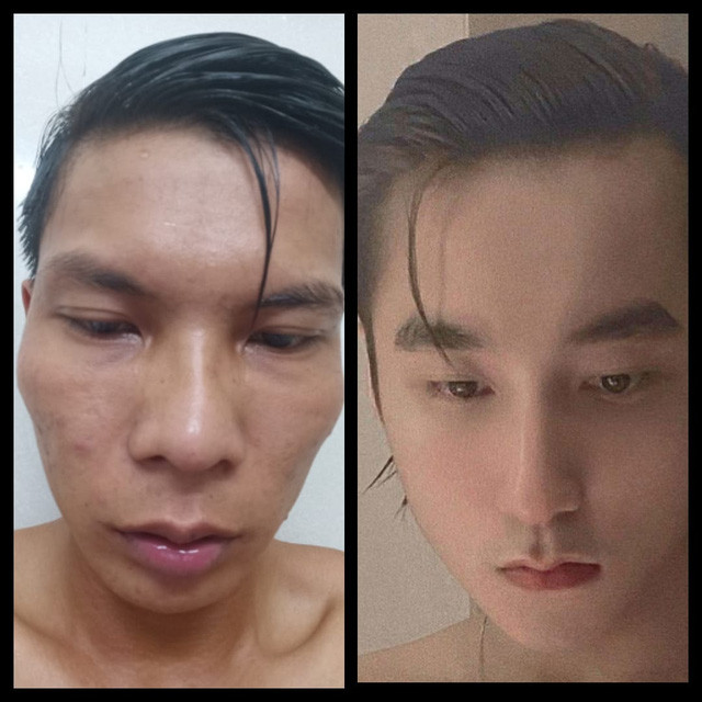 Trước đó, chàng Youtuber này cũng từng tự so sánh hình ảnh của bản thân với ca sĩ Sơn Tùng M-TP với caption tương tự: "Khác ở chỗ nào ???"