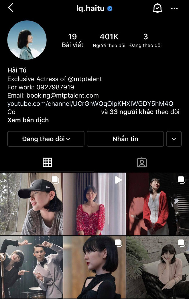 Về phần Hải Tú, Instagram của "gà cưng" Sơn Tùng M-TP cũng có những điều đặc biệt như chỉ follow Chủ tịch và 2 account của công ty.