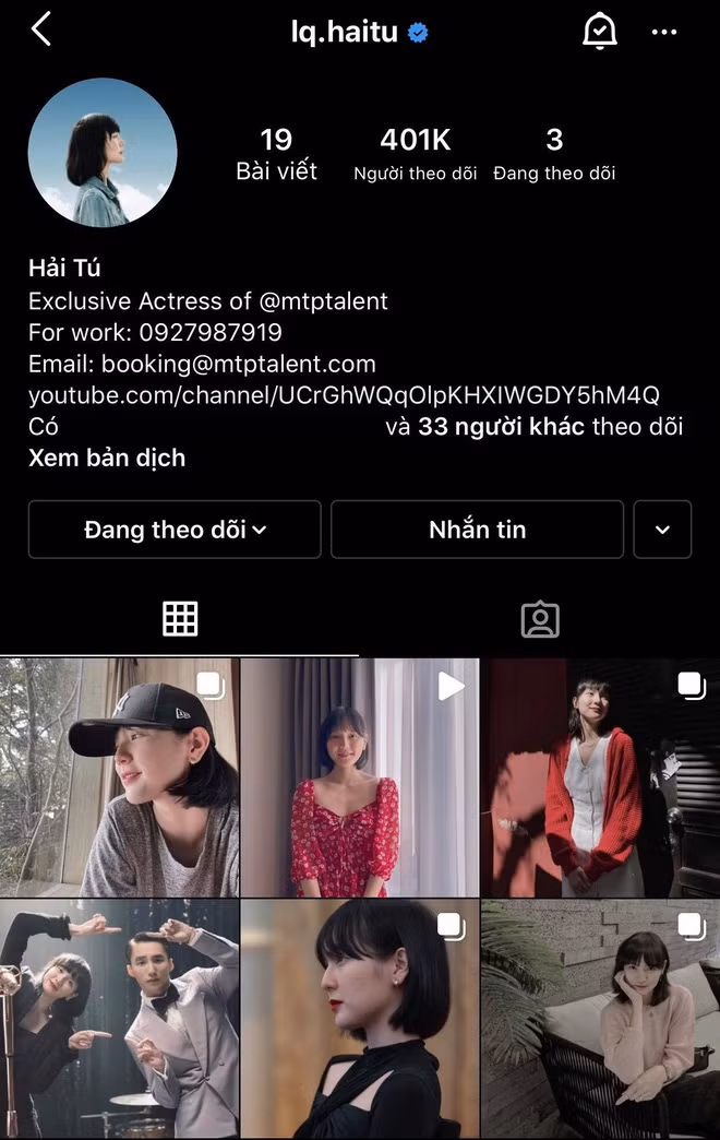 Về phần Hải Tú, Instagram của "gà cưng" Sơn Tùng M-TP cũng có những điều đặc biệt như chỉ follow Chủ tịch và 2 account của công ty.