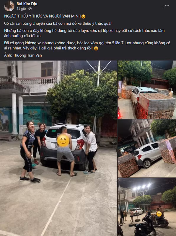 Trước đó, một trường hợp tương tự cũng diễn ra tại Từ Sơn - Bắc Ninh khi một chủ ô tô cũng chiếm dụng sân bóng chuyền của người dân.