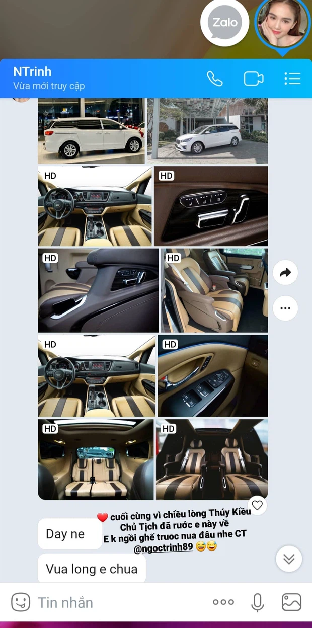 Tuy nhiên, ngồi phía trước thì cũng có bất tiện nhẹ là... không duỗi thẳng lưng/chân được. Vậy nên Thuý Kiều đã vòi vĩnh nhẹ đòi Ngọc Trinh đổi xe, thế là được đáp ứng luôn và ngay chăng?