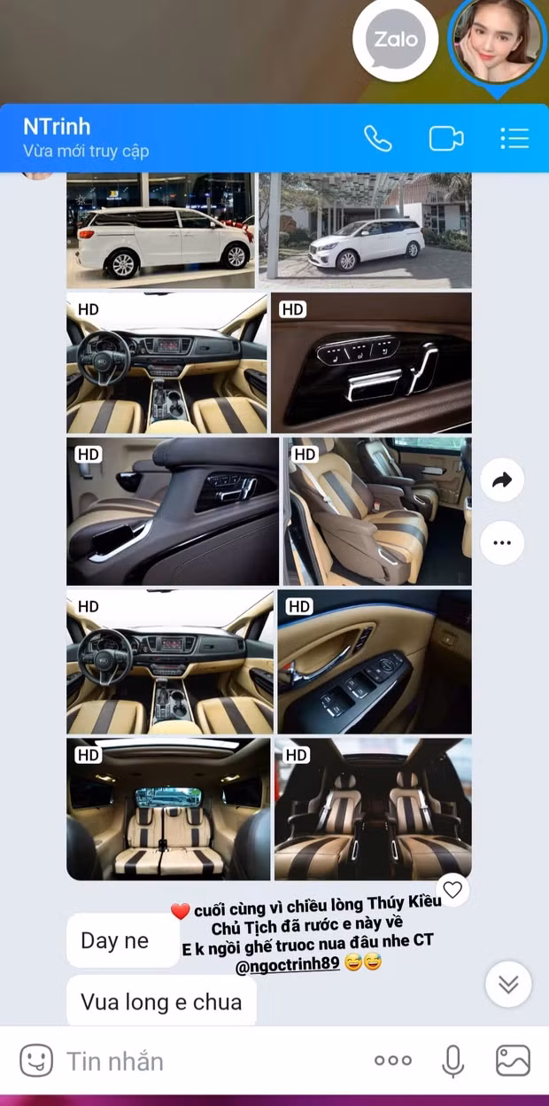 Tuy nhiên, ngồi phía trước thì cũng có bất tiện nhẹ là... không duỗi thẳng lưng/chân được. Vậy nên Thuý Kiều đã vòi vĩnh nhẹ đòi Ngọc Trinh đổi xe, thế là được đáp ứng luôn và ngay chăng?