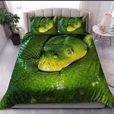 Mới đây trên MXH, chiếc giường ngủ lại được in hình hoa văn cả một đàn trăn đang cuộn mình mới được chia sẻ trên mạng xã hội đã gây sốc cho nhiều người.