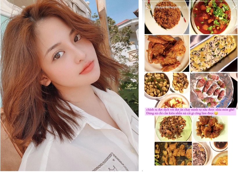 Cách đây chưa lâu, hot girl phim sitcom một thời Thùy Anh cũng đăng lại bộ sưu tập các tác phẩm vào bếp mình từng thực hiện.