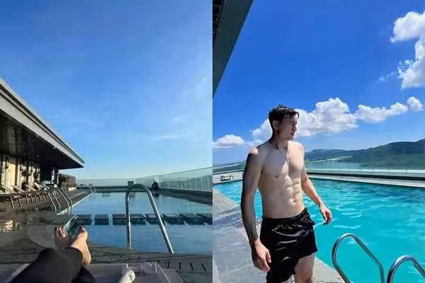 Theo đó, trên Facebook cá nhân nữ PT cũng đăng hình ảnh và clip check-in tại hồ bơi có hậu cảnh y hệt trong ảnh Đặng Văn Lâm chia sẻ.