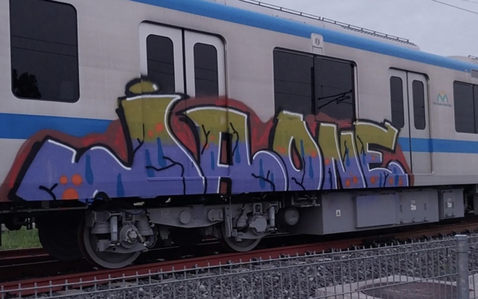 Vị trí tàu bị vẽ bậy nằm kế cận khu vực nhà dân, được ngăn cách 1 bức tường tương đối thấp và lối vào để tiếp cận đoàn tàu cũng được cô lập bởi hai tường rào nội bộ.