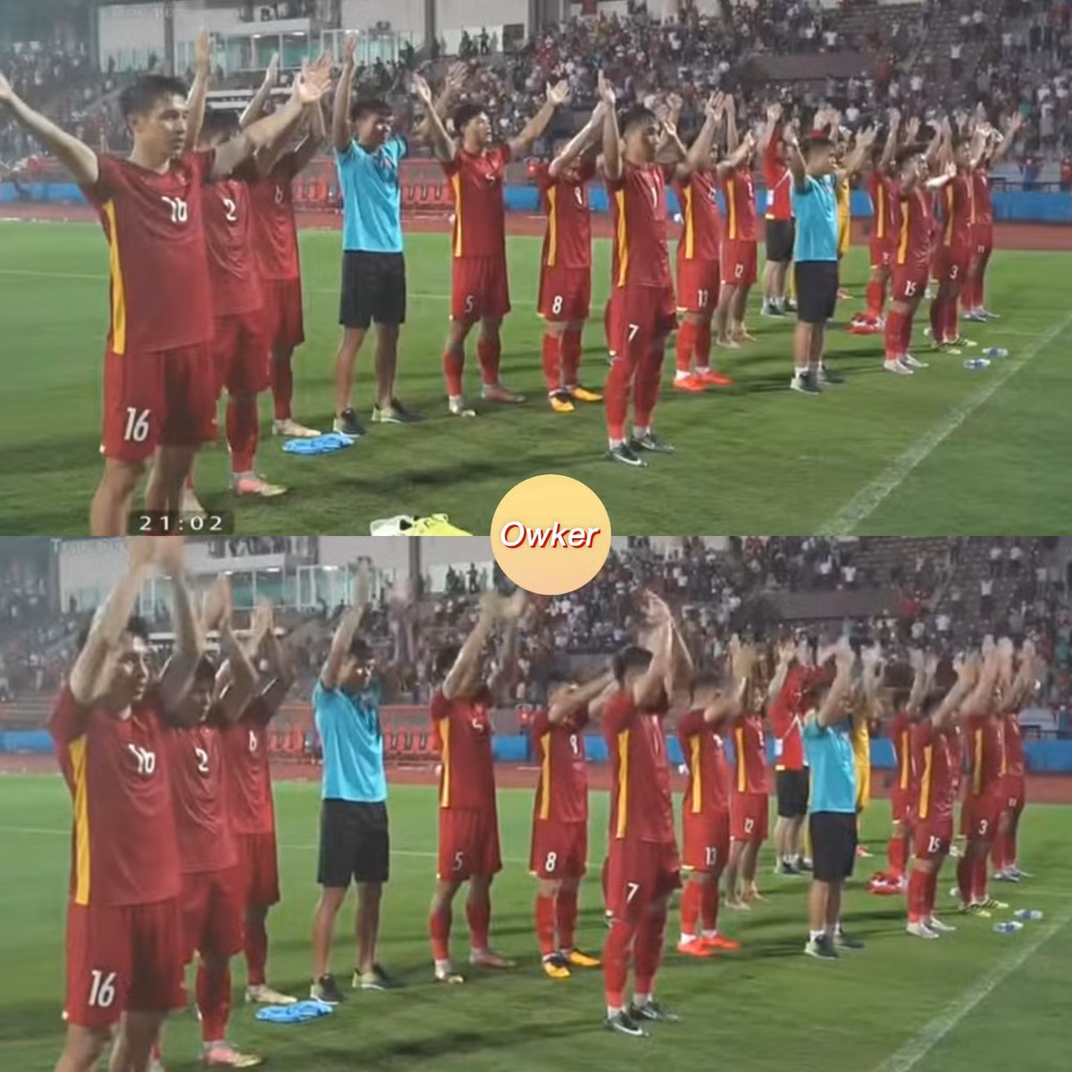Màn chào khán giả cuối trận của U23 Việt Nam. Ảnh sử dụng trong bài: Fandom Owker