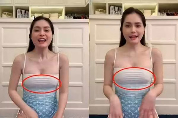 Để chứng minh không "béo như heo" như mọi người thấy, Đoàn Di Băng công khai thay vừa chiếc áo tắm size XS (nhỏ nhất). Hot mom 3 con còn dùng thước đo vòng eo hiện tại là 65 cm, còn vòng ba hơn 90 cm.