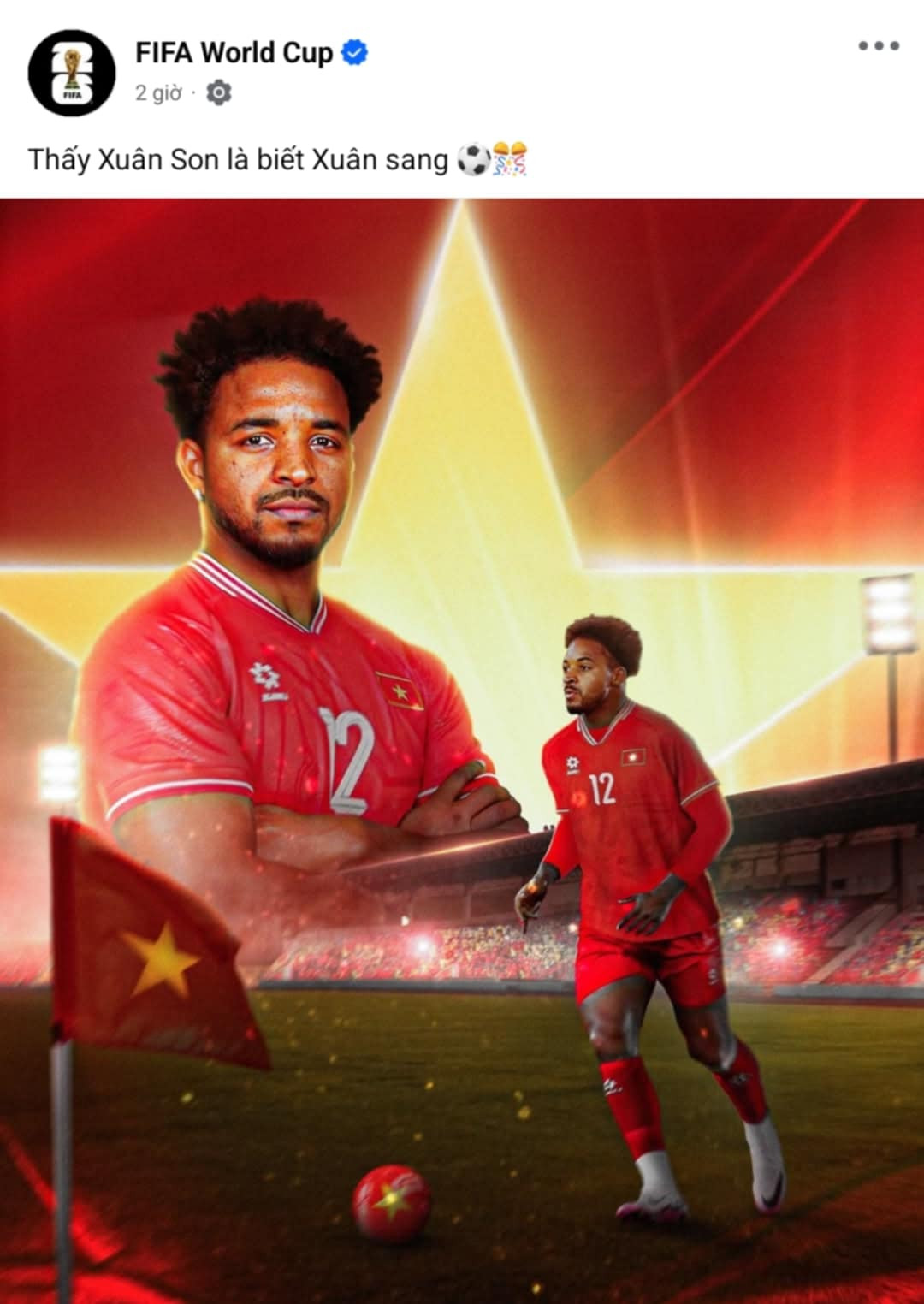 Đóng góp dấu giày trong cả 5 bàn thắng của ĐT Việt Nam, tiền đạo Nguyễn Xuân Son đã xuất hiện trên fanpage chính thức của FIFA bằng hình ảnh và dòng caption: "Thấy Xuân Son biết Xuân sang".