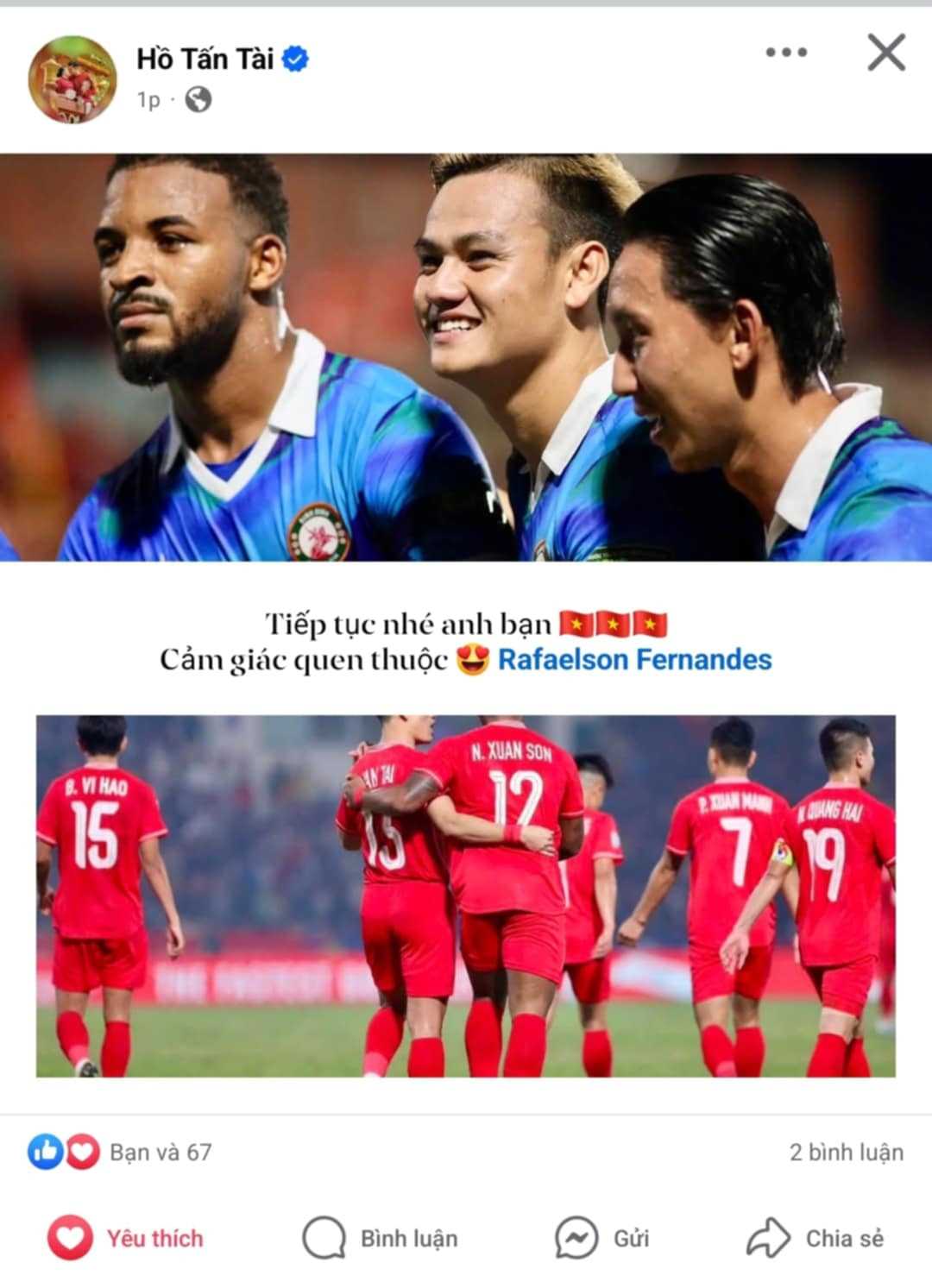 Không chỉ có fanpage của FIFA, sau màn ra mắt chói sang, nhiều đồng đội tại ĐT Việt Nam cũng đã gửi lời chúc mừng Xuân Son ngay trên MXH.