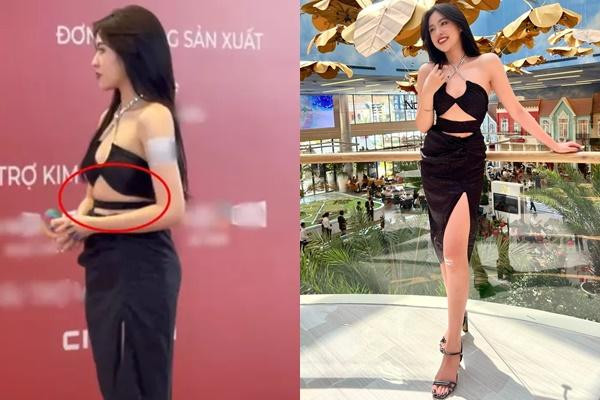 Đây không phải lần đầu Trần Thanh Tâm bị bóc mẽ nhan sắc. Cùng diện một chiếc váy nhưng hình hot tiktoker được chụp lén khi tham gia một cuộc thi với tự đăng khác xa ngàn cây số.