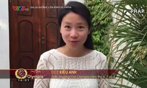 Nữ MC Kiều Anh duy trì công việc làm MC Đường lên đỉnh Olympia suốt mùa 7 và quý I mùa 8. Sau đó, cô cũng đành gác lại công việc ở nhà đài để lên đường sang Pháp du học.