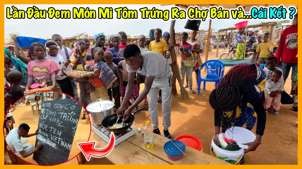 Món ăn mì tôm trứng rán quá quen thuộc với giới trẻ Việt Nam cũng được Lindo đưa vào gian hàng ẩm thực của mình tại châu Phi.