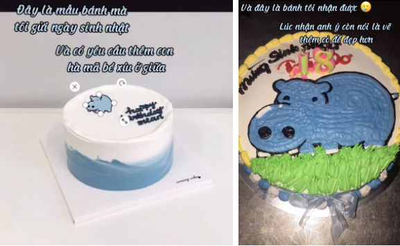 Kết quả, chiếc bánh kem mà Hoà nhận được đúng là có hà mã thật nhưng chú hà mã không được bé nhỏ cho lắm mà choán nửa gần hết mặt bánh.