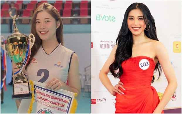 Qua ống kính BTC, "hoa khôi bóng chuyền" Đặng Thu Huyền gây ấn tượng với nụ cười tươi tắn và rạng rỡ, có nét giống với Hoa hậu Đỗ Thị Hà.