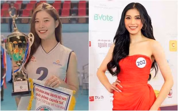 Qua ống kính BTC, "hoa khôi bóng chuyền" Đặng Thu Huyền gây ấn tượng với nụ cười tươi tắn và rạng rỡ, có nét giống với Hoa hậu Đỗ Thị Hà.