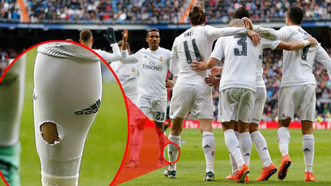Bale khi từng thi đấu cho Real Madrid cũng đã từng đi tất rách.
