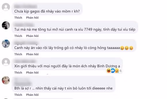 Một dân mạng để lại bình luận: "Tui mà là mẹ chồng tui mở nùi canh ra xỉu 7749 ngày, tỉnh dậy xỉu tiếp"....