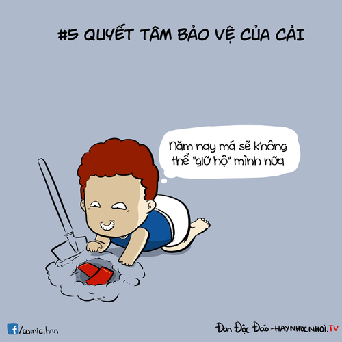 Việc cất giấu chiến lợi phẩm (lì xì) là việc nhiều bạn trẻ đã tính toán trong đầu trước sự dụ dỗ của các mẹ.