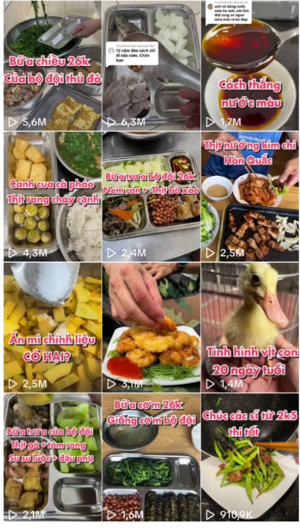 Minh Tuyển cho biết, anh đặt tên tài khoản là "Lê Anh Nuôi" bởi dễ nhớ và nói lên đúng tính chất công việc chiến sĩ nuôi quân của mình.