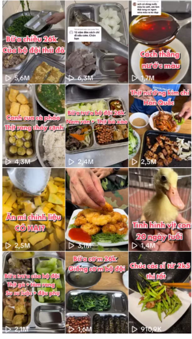 Minh Tuyển cho biết, anh đặt tên tài khoản là "Lê Anh Nuôi" bởi dễ nhớ và nói lên đúng tính chất công việc chiến sĩ nuôi quân của mình.