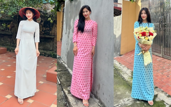 Thanh Nhã còn yêu thích áo dài phom dáng truyền thống vì tạo vẻ nữ tính, thường diện vào các dịp lễ.