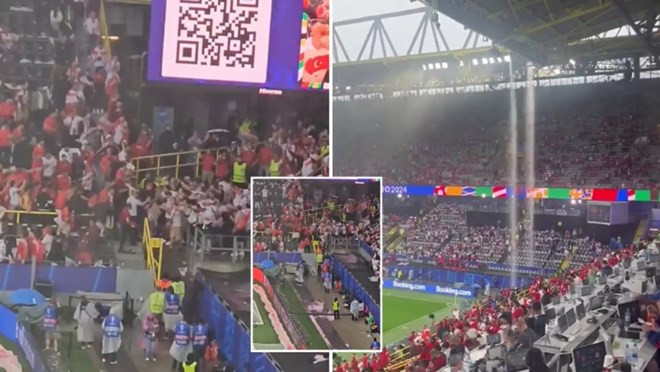 Khu vực bị dột nặng là khu vực hàng ghế màu xám hứng lượng nước lớn. Những khán giả mua ghế ở vị trí này buộc phải tạm lui vào trong để chờ tạnh mưa và ban tổ chức sân xử lý.