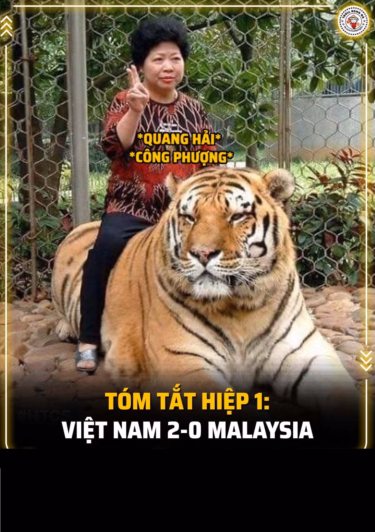 Kết thúc hiệp 1, đây là bức ảnh chế mà các netizen mang ra để truyền tay nhau.