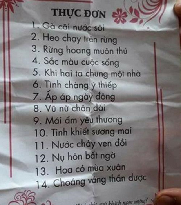 Menu tiệc cưới này sau khi được chia sẻ đã thu hút sự chú ý rất lớn của cư dân mạng. Không ít người dành lời khen cô dâu chú rể có đầu óc sáng tạo.
