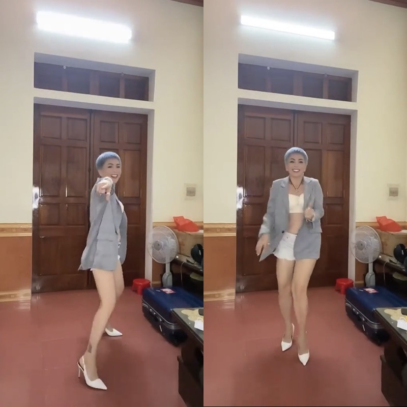 Thế nhưng đáng chú ý hơn là lần này cô Hạnh Nguyễn đã diện một bộ trang phục vô cùng sành điệu, kết hợp giữa quần ngắn, áo crotop cùng blazer khoác ngoài.