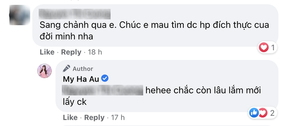 Bên dưới bức ảnh, phần đông netizen đã vào thả like và bình luận khen ngợi nhan sắc ngày càng lên hương của Âu Hà My. Ngoài ra, mọi người không quên chúc cô sớm tìm được hạnh phúc mới.