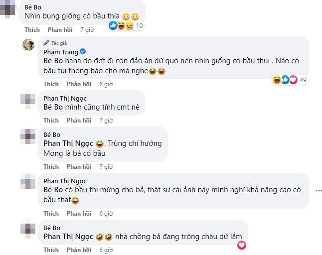 Dưới bài viết, ai nấy cũng trầm trồ, dành lời khen cho nhan sắc "đẹp không cần chỉnh" của hot girl Xoài Non. Song bên cạnh đó, có người cho rằng nhìn bụng hot girl giống có bầu.