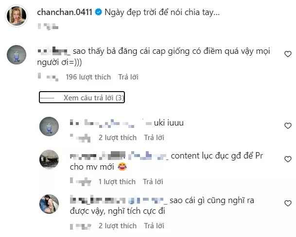 Một số bình luận đưa ý kiến chỉ trích, cho rằng chuyện tình cảm gia đình rạn nứt ồn ào là "chiêu trò" mà Xoài Non tung ra để "PR" cho dự án cá nhân.