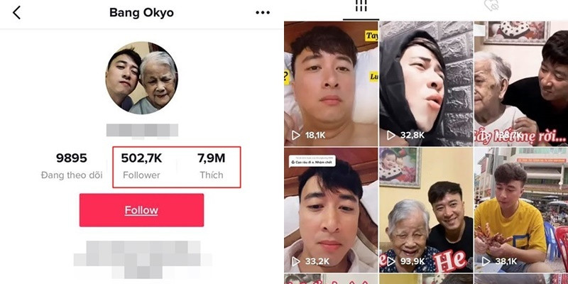 Bang Okyo đạt được hơn 500 ngàn lượt follow trên TikTok.