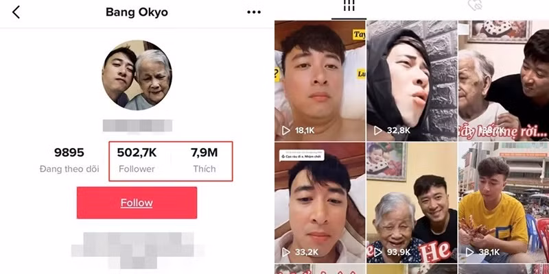 Bang Okyo đạt được hơn 500 ngàn lượt follow trên TikTok.