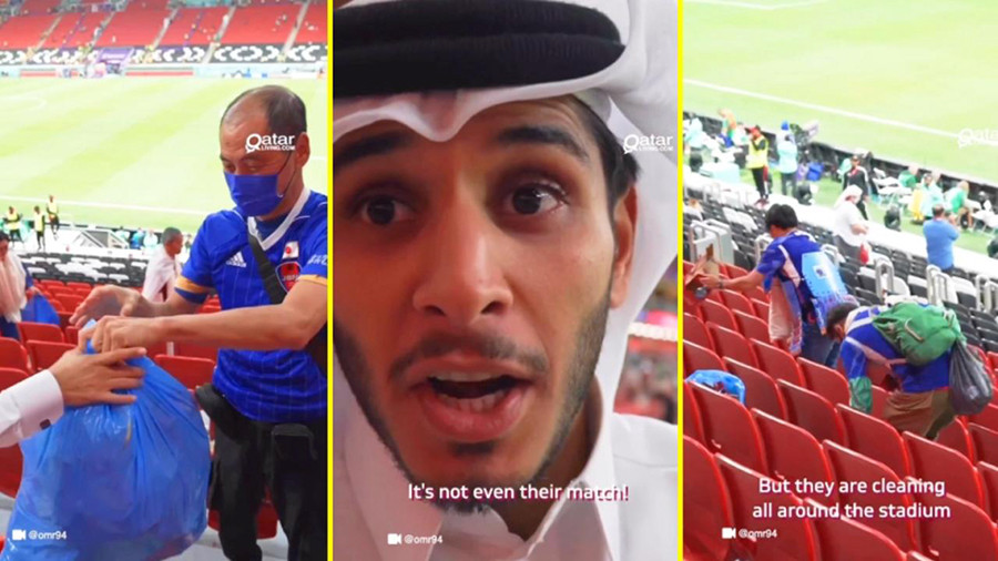 CĐV Nhật Bản thực hiện việc nhặt rác ngay cả khi đội tuyển quốc gia của họ chịu thất bại 2-3 trước Bỉ trong một trận đấu loại trực tiếp.