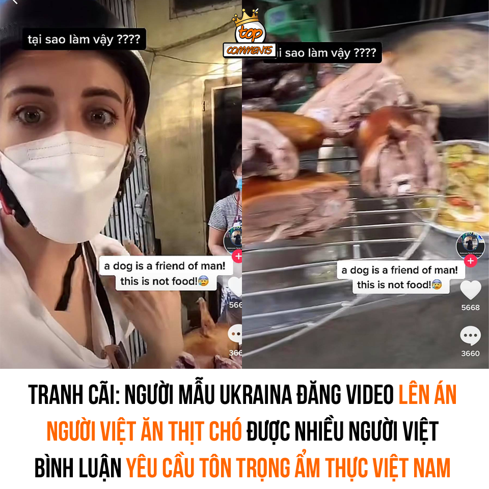 Mới đây trên Tiktok, một người mẫu Ukraina đang làm việc ở Việt Nam đã làm nhiều video lên án người Việt ăn thịt chó.