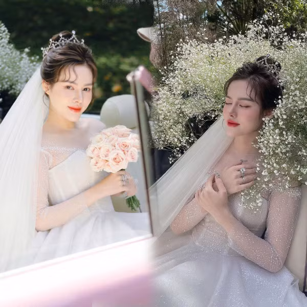 Cuối đoạn clip, ông xã còn Kem Kabi còn đeo cho người đẹp 1 chiếc dây chuyền vàng hình 2 trái tim cỡ đại chồng lên nhau rất ấn tượng. Nhìn sơ qua, có thể thấy số tài sản mà cô nhận được trong ngày vui là không hề nhỏ.